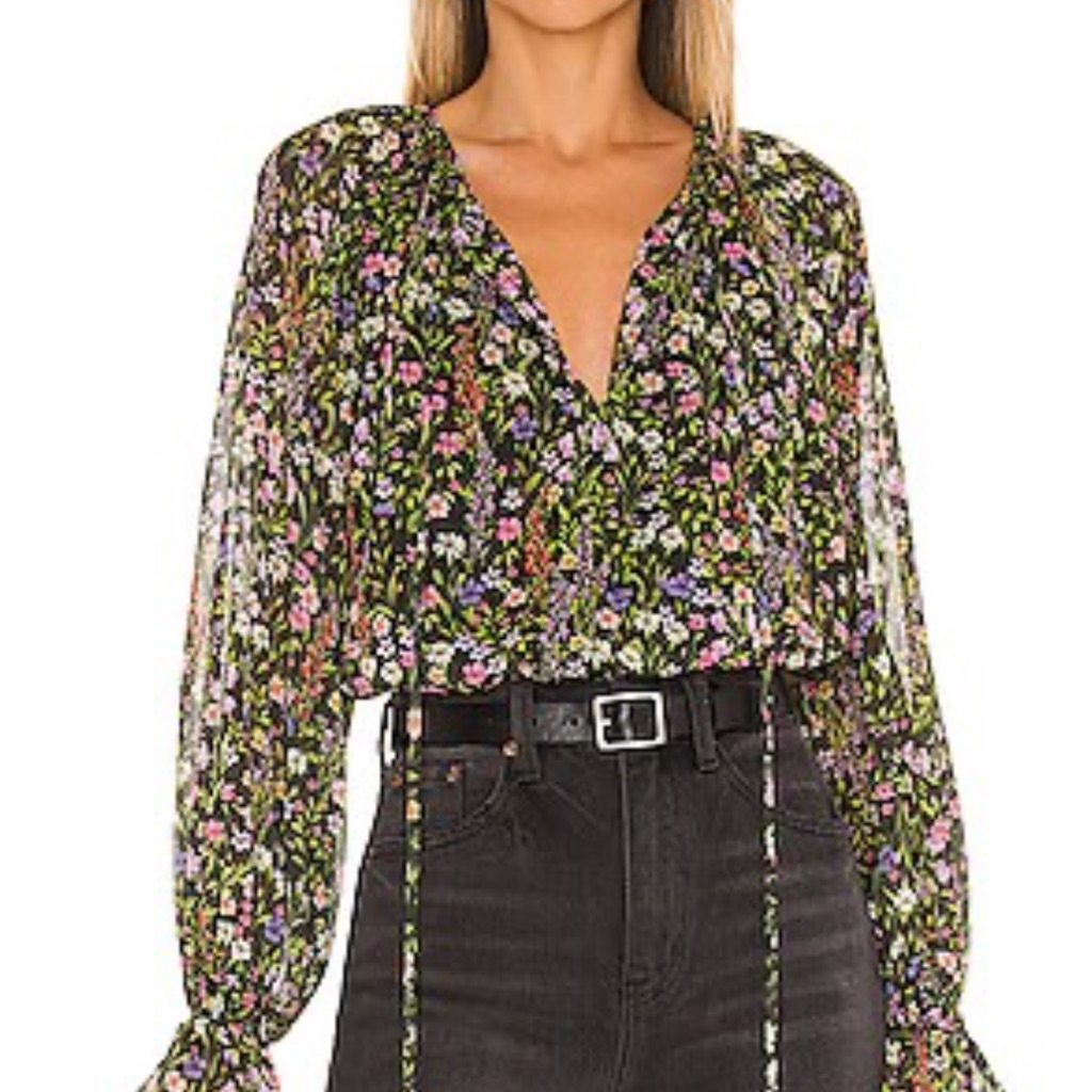 Amanda Uprichard - Floral V-Neck Blouse - Like New - Xs